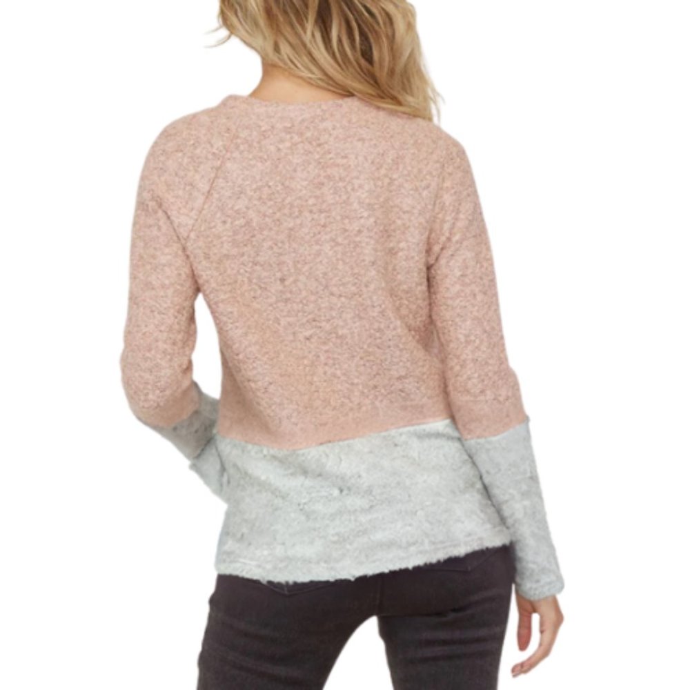 Nordstrom Easel Sweater Knit Light Weight LS Color Block Pink/Gray SZ Medium NEW